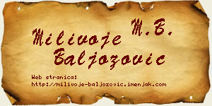 Milivoje Baljozović vizit kartica